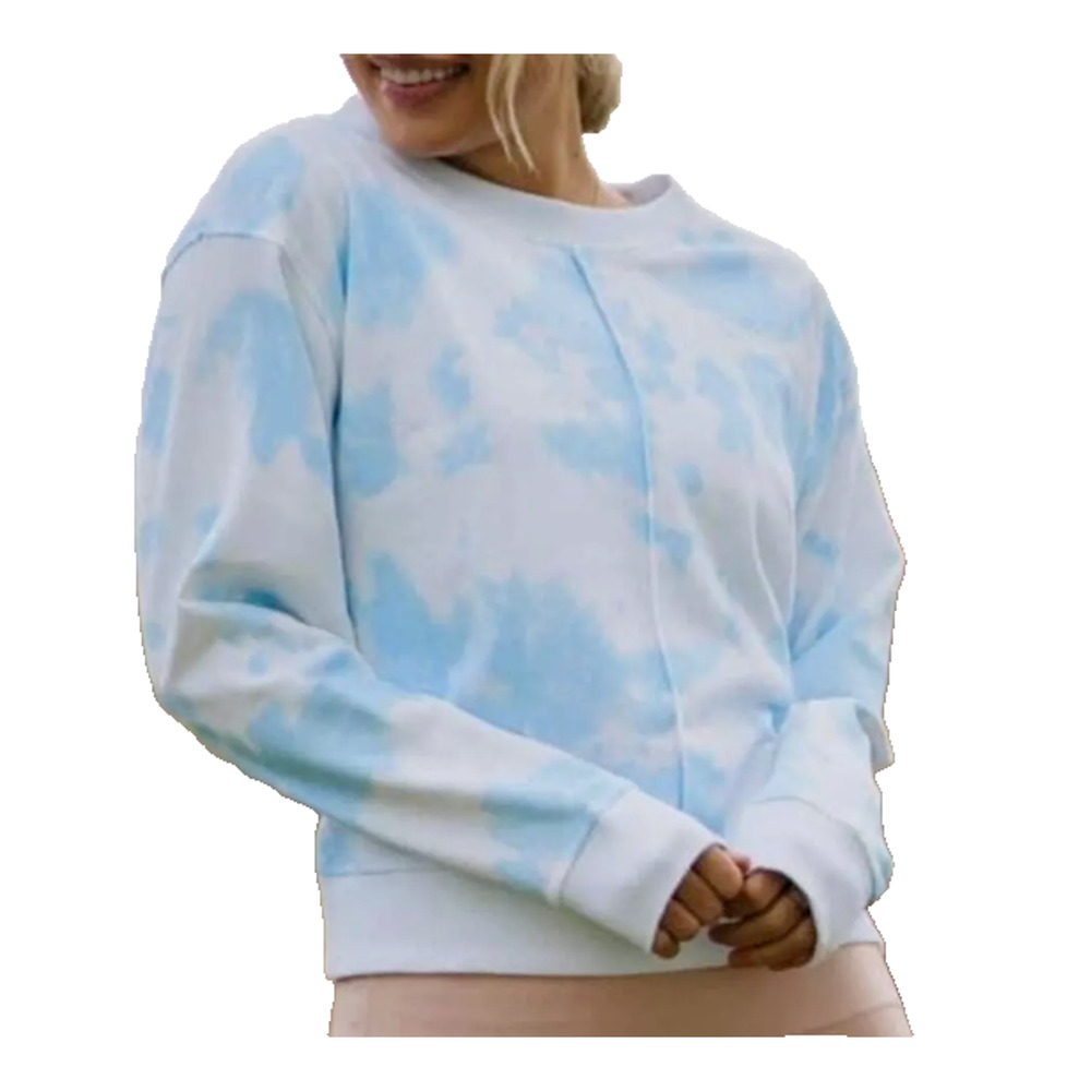 ZYIA Women’s Clouds Tie Dye Sweatshirt Size Large Crew-Neck‎ Boxy Oversized Top